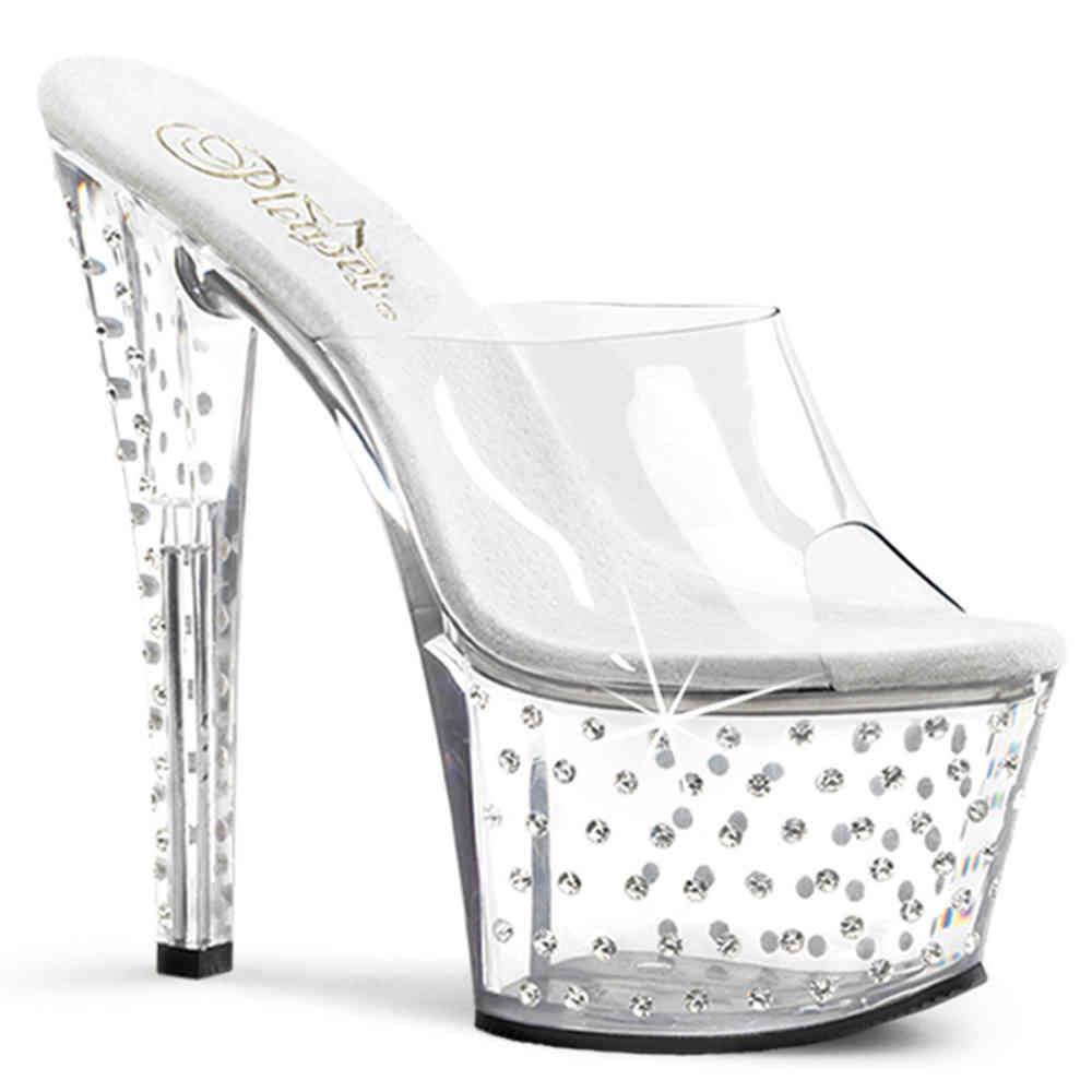 Pleaser - STARDUST701 Mules à talons - Chaussures de pole dance - Blanc/Couleur argent Product image